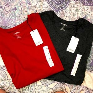 NWT 2 Goodfellow Men’s Short sleeve crew neck Tee shirts. Red & Charcoal hthr.